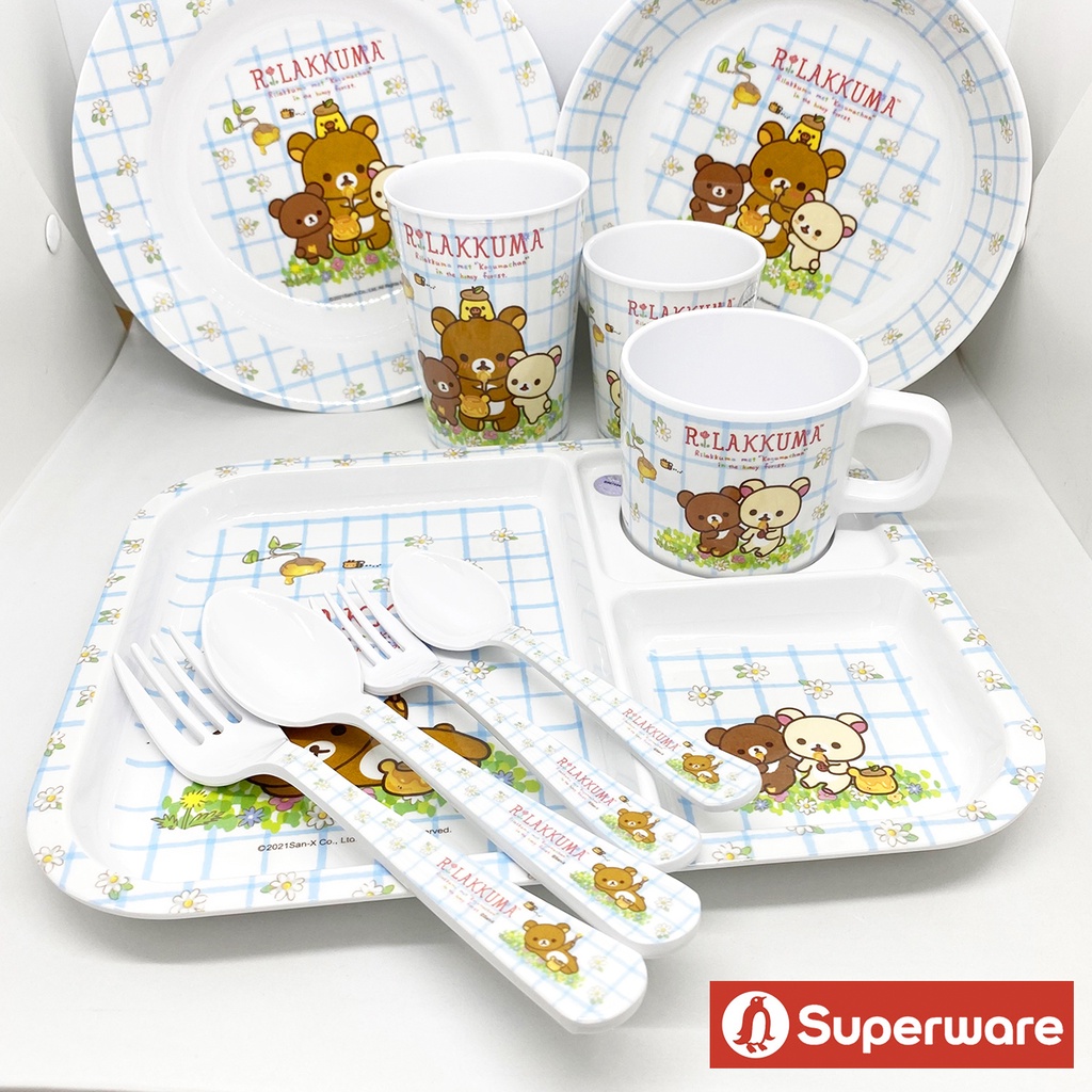 Rilakkuma Forest  จานข้าวเด็ก ช้อนส้อม แก้วน้ำเมลามีน ริลัคคุมะ Superware ศรีไทยซุปเปอร์แวร์ [ขายแยก