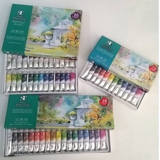 สีน้ำ ชุดสีน้ำ ST แบบหลอด 12 สี / 18 สี / 26 สี Water Colours Set