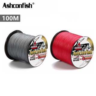 สายเบ็ดตกปลา 100 เมตร 9 เส้น 10-310LB PE สีเทา สีแดง