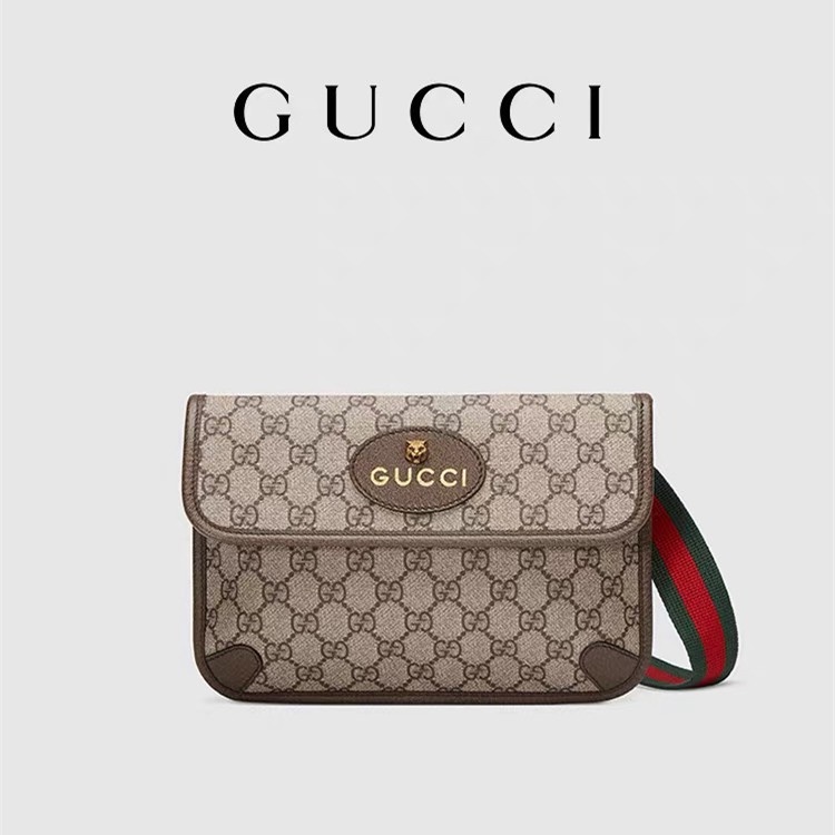 （ลดราคา）Gucci / new / GG Supreme canvas belt bag / shoulder bag / กระเป๋าสะพายข้าง กระเป๋าคาดหน้าอก ของแท้ 100% cod
