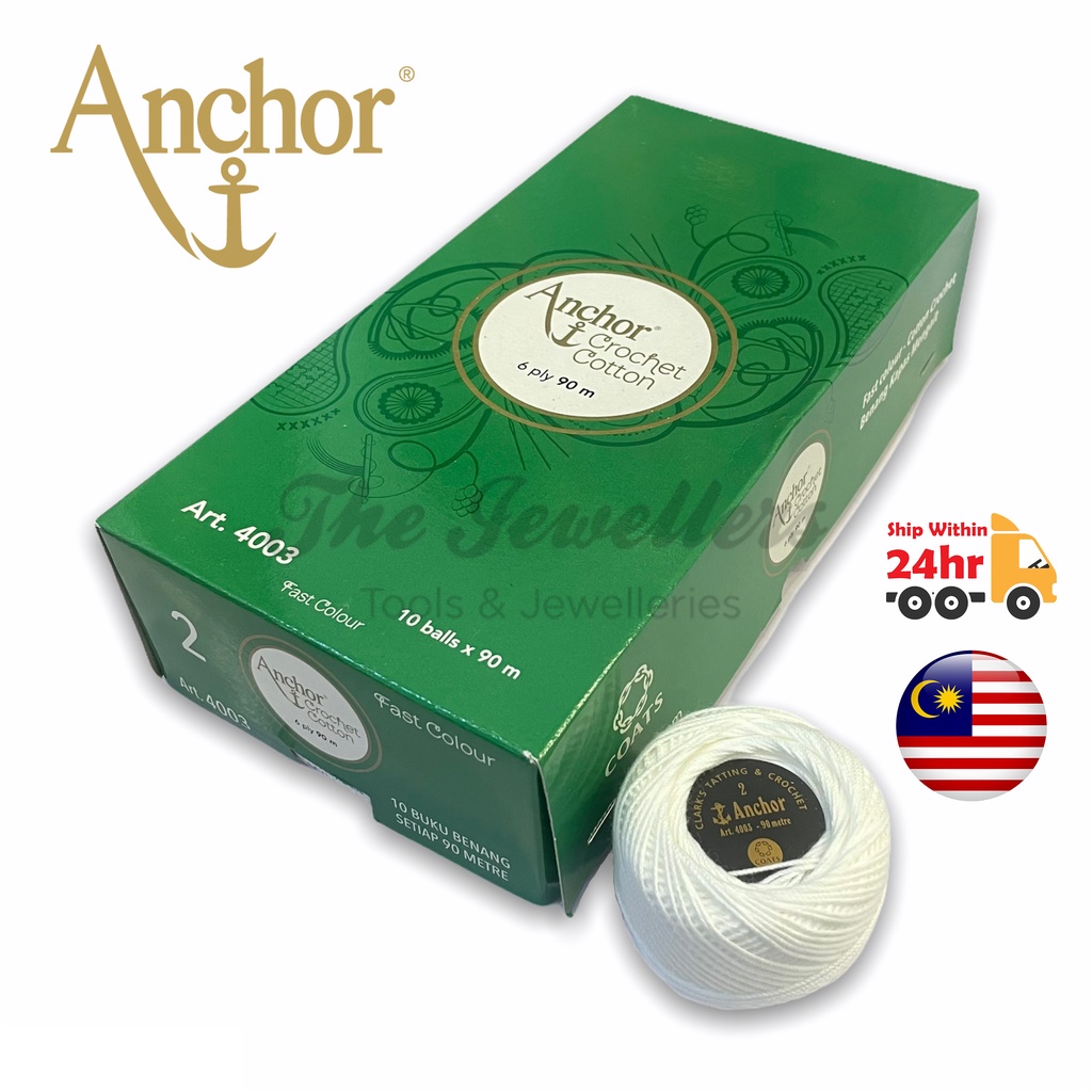 Anchor Crochet Cotton Size No.2 , 8 , 10 / Benang Kapas Kait Anchor (1 ม้วน)
