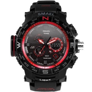 Fantastic Fashion Red Band Man Sport Waterproof Outdoor Young Men Dual Digital Diplay Watch New Clock Cool Look SMAEL 15