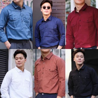 เสื้อเชิ้ตคอปกกระเป๋าคู่ กระดุม4เม็ด ✨ oxford shirts