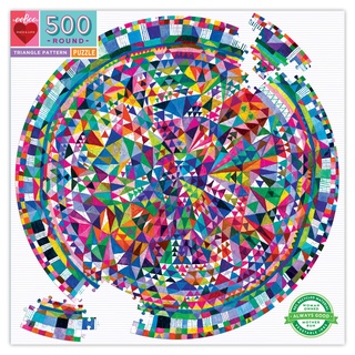 eeBoo Triangle Pattern 500 pc Round Puzzle - จิ๊กซอว์รูปสามเหลี่ยมแบบต่างๆ แบบ 500 ชิ้น