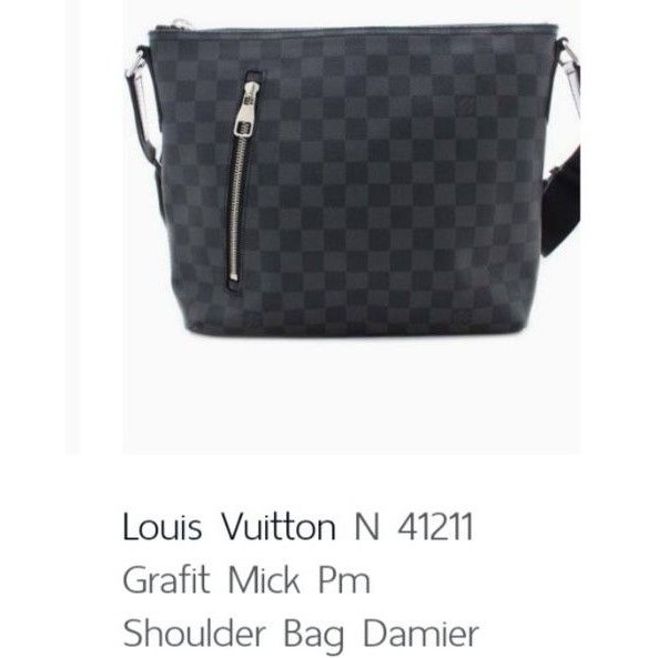 กระเป๋า​สะพาย​ข้าง​ผู้ชาย​ Louis​ Vuitton​ N41211 Grafit Mick Pm​ Shoulder Bag Dameir Canvas​ แท้​100​%/มือสอง​