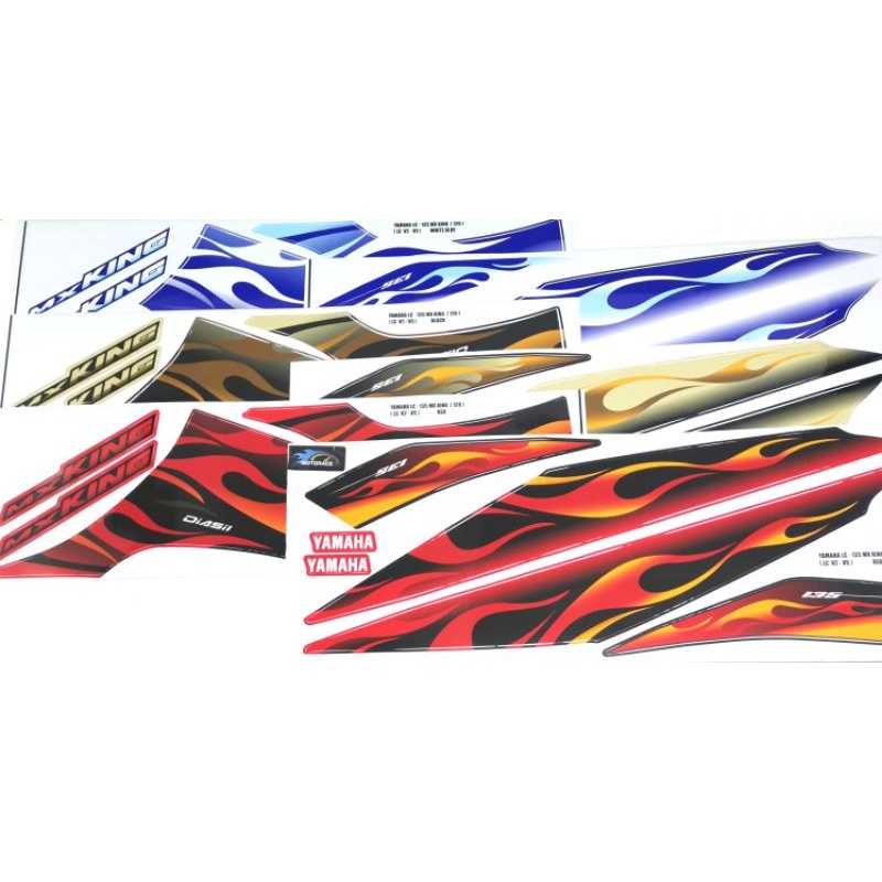 YAMAHA LC135 V2 V3 V4 V5 ชุดฝาครอบสติ๊กเกอร์ STRIPE (126) MX KING