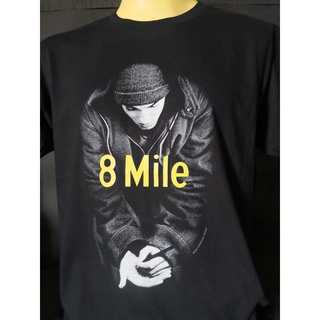 ROUND คอลูกเรือเสื้อวงนำเข้า Eminem 8 Mile Movie Film Slim Shady Hiphop Rapper MC Gangster Chicano Mexican Style Vintage