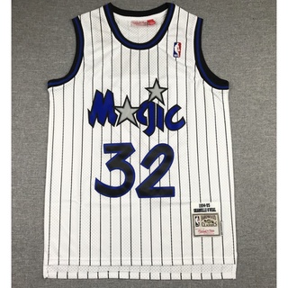 ใหม่ Orlando Magic 1994-95 สําหรับผู้ชาย #เสื้อกีฬาบาสเก็ตบอล ปักลาย ONeal สไตล์วินเทจ 32 Shaquille สีขาว