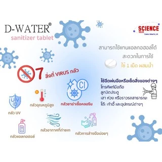 ซื้อ10แถม2‼️ [D-WATER💧]คลอรีนไดออกไซด์แบบเม็ดฟู่ 🚫🦠ฆ่าเชื้อโคโรน่า, แบคทีเรีย, รา, และไวรัสอื่นๆ
