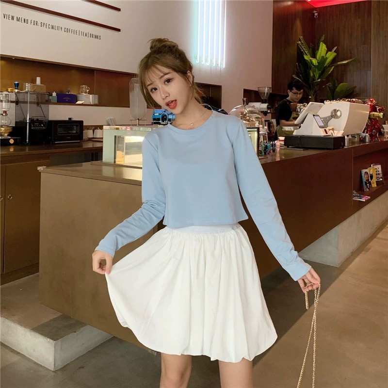 SUNDAY2020🎀 เสื้อแขนยาวสีพื้นราคาถูก น่ารักสุดๆใส่ได้ทุกลุคเข้าได้ทุกแนว