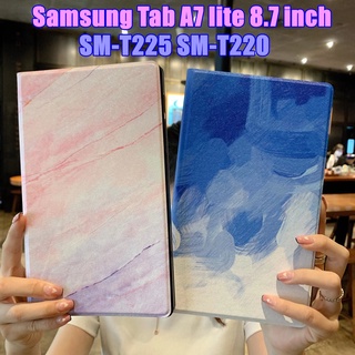 สำหรับ Samsung Galaxy Tab A7 Lite เคส 2021 SM-T220 SM-T225 8.7 นิ้วหนัง PU ทาสีลายหินยืนกรณี