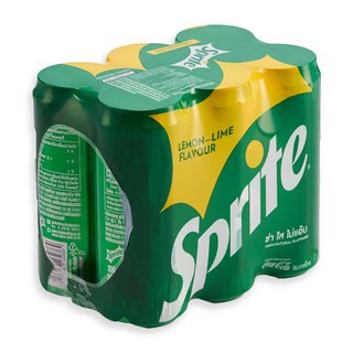 สไปร์ท กลิ่นเลมอนไลม์ ปริมาตรสุทธิ 325ml ยกแพ็ค 6กระป๋อง น้ำอัดลม สไปรท์ SPRITE LEMON-LIME