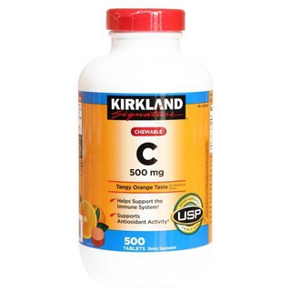 Kirkland Vitamin C 500mg chewable เม็ดเคี้ยวรสส้ม ขวดใหญ่ 500 เม็ด