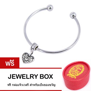 Tips Gallery กำไล สร้อยข้อมือเงินแท้ 925 หุ้มทองคำขาว รุ่น Valentine Floral Love Bracelet Design TBS081 ฟรีอุปกรณ์