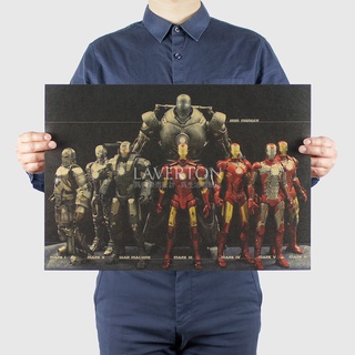 Iron Man-M/Nostalgic โปสเตอร์เครื่องหมายสไตล์วินเทจพร้อม 51X36ซม.