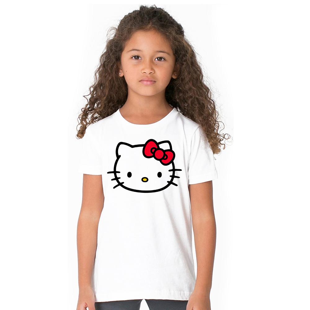 เสื้อยืดแขนสั้นพิมพ์ลายการ์ตูน hello kitty สําหรับเด็กผู้หญิง 1-12 ปี