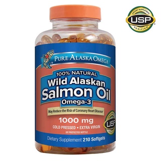 Exp:05/25 Pure Alaska Omega Wild Salmon Oil 1000 mg., 210 Softgels สกัดเย็นจากปลาธรรมชาติ (fish oil สกัดจากปลาชามอล)