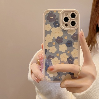 เคสซิลิโคนนิ่ม ลายดอกไม้ สไตล์เกาหลี สําหรับ iPhone 15 Pro Max 15 Plus 14Pro 14ProMax 11 12 13 Pro Max mini X XS Max XR 7 8 Plus SE