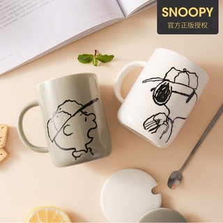 🌸พร้อมส่ง🌸 ลิขสิทธิ์แท้จากญี่ปุ่น แก้ว snoopy วินเทจ  พร้อมฝาและช้อน สุดคิวส์ 🌸