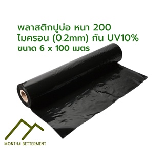 พลาสติก PE พีอี พลาสติกปูบ่อ หนา 0.2มม. 200ไมครอน กันยูวี UV 10% หนา เหนียว ทน ขนาดหน้ากว้าง 6 เมตร ขนาดความยาวสั่งตัด