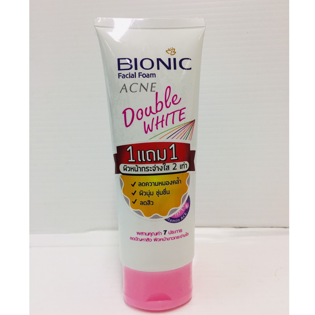 Bionic ไบโอนิค แอคเน่ ดับเบิ้ล ไวท์ โฟมล้างหน้าเพื่อผิวหน้ากระจ่างใส ลดสิว ความหมองคล้ำ 80 กรัม (885