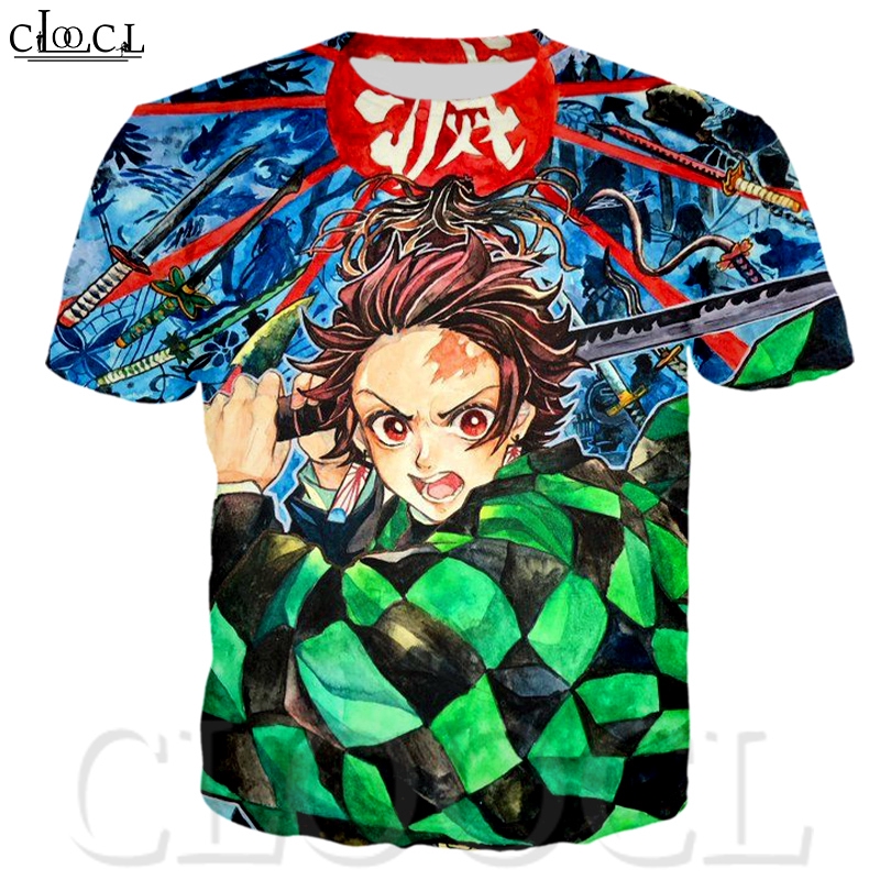 Cloocl Anime Demon Slayer Kimetsu No Yaiba Men Casual Tops 3d Print Round Neck T Shirts ส วนลดอ กต อไป 239