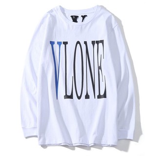 Vlone เสื้อกันหนาว ผ้าฝ้าย พิมพ์ลายแฟชั่น