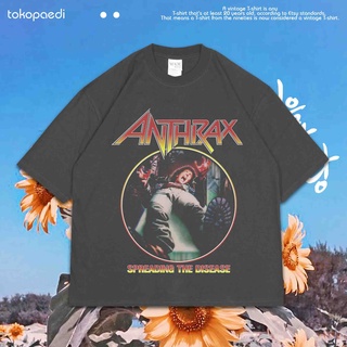 เสื้อยืดผ้าฝ้ายพิมพ์ลายขายดี เสื้อยืด ขนาดใหญ่ พิมพ์ลาย "ANTHRAX" | เสื้อเชิ้ต ขนาดใหญ่ | เสื้อยืด สไตล์วินเทจ | เสื้อยื