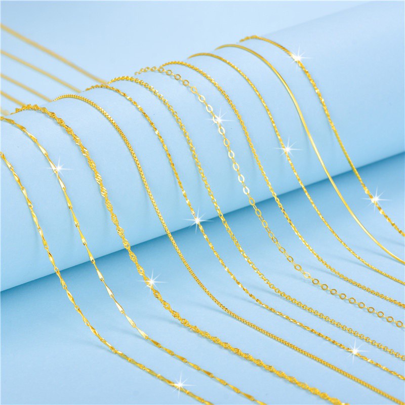 สร้อยคอเงินแท้925สไตล์ที่แตกต่างกัน/ยาว7 18เค โซ่กระดูกไหปลาร้าขายส่งกล่อง 5เฮ้