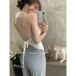 L.A Shop พร้อมส่ง เสื้อคล้องคอไหมพรม ดีเทล เว้าหลังโชหลังสุดเซ็กซี่ "83306"