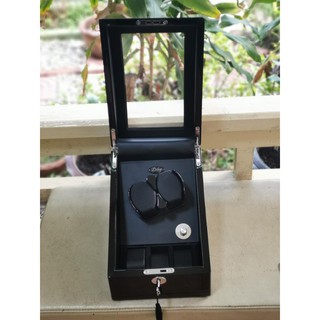 Watch Winder กล่องหมุนนาฬิกา ออโตเมติก แบบอโตเมติก 2 เรือน ควอตซ์ 3 เรือน สีน้ำตาลลายไม้/สีดำ