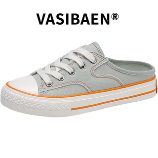 VASIBAEN ใหม่รองเท้าผ้าใบสไตล์เกาหลีนักเรียนหญิงรองเท้าลำลองสีขาวระบายอากาศได้