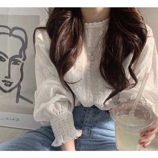 เสื้อลูกไม้แขนยาวสไตล์เกาหลี