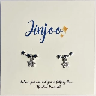 ✨Jinjoo✨สินค้าพร้อมส่ง🍀รหัส A14 ต่างหูเงิน925 ต่างหูรูปดาว สีเงิน น่ารักมาก ใส่แล้วเพิ่มความน่ารักๆ (แป้นทับเงินแท้925)