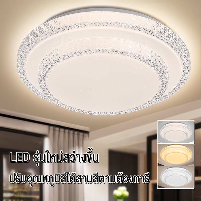 【สปอตสินค้า】โคมไฟเพดาน led ไฟประดับ แสงไฟสามสี ประเภทเค้กคู่ ตกแต่งห้องนั่งเล่น สไตล์โมเดิร์นมินิมอล