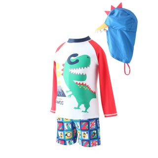 น้ำ Funny t-rex ( 3 ชิ้น เสื้อ กางเกง หมวก) ชุดนี้กันยูวี upf50+ สีสันน่ารักมาก