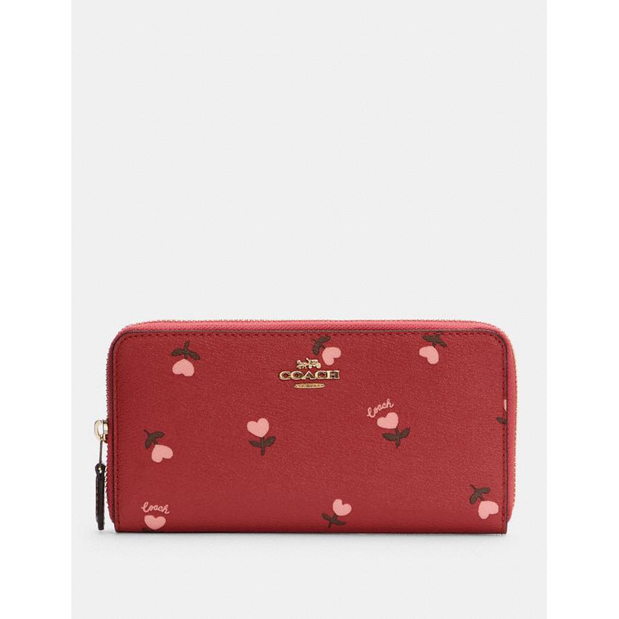 กระเป๋า COACH accordion zip wallet with heart floral print (กระเป๋าสตางค์ซิปหีบเพลงพิมพ์ลายดอกไม้หัวใจ) *ผููหญิง (นำข้าจ