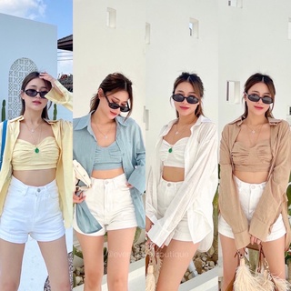 Linen shirt+bra set🥑(490฿ฟรีส่ง) เซทเชิ้ตลินิน มีบราด้านในเข้าชุดให้ด้วยนะคะ ตัวนี้ทรงน่ารักเหมือนเดิม บราด้านในสวยเก๋