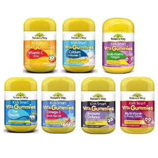 Natures Way Kids Smart Vita Gummies (Immunity/Calcium/Vitamin C/Multi-Vitamin/Fish Oil/ Eye Health Defence/ DHA 300mg Triple Strength / Calcium + Vitamin D3 / High DHA Omega-3 Fish Oil / Multivitamin With Antioxidants) วิตามิน C สำหรับเด็ก