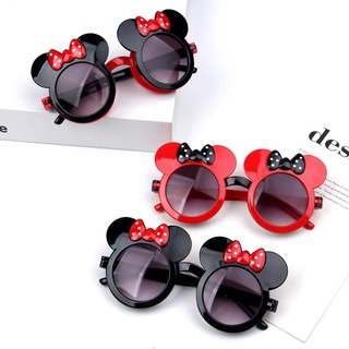 Unique Clamshell Cartoon Mouse Ears Sunglasses Bow Kids Cool Girls Boys Eyewear Children Eyeglasses