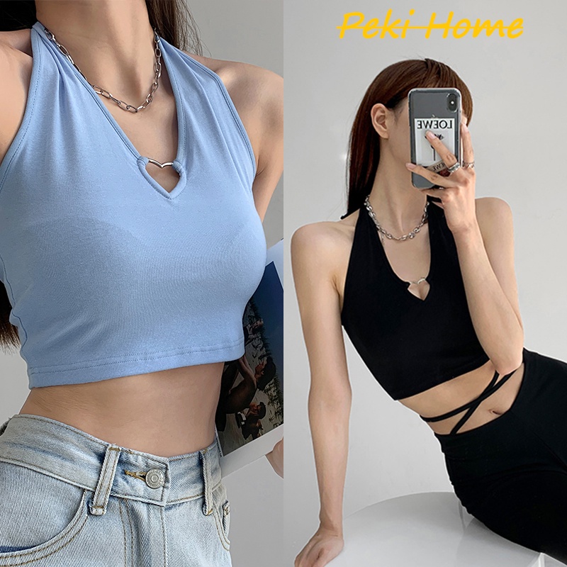 เสื้อสายเดี่ยวสตรี ผอมเพรียว สูงและผอม อวดหุ่นแซ่บๆ น่ารัก เซ็กซี่ แขนกุด โชว์เอวสาว