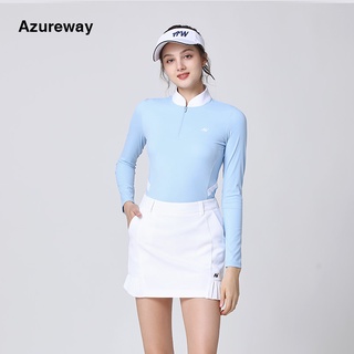 Azureway GOLF ชุดยูนิฟอร์มแขนยาว กระโปรงพลีท ระบายอากาศ แบบแห้งเร็ว เหมาะกับฤดูใบไม้ร่วง ฤดูหนาว สําหรับผู้หญิง 21DV