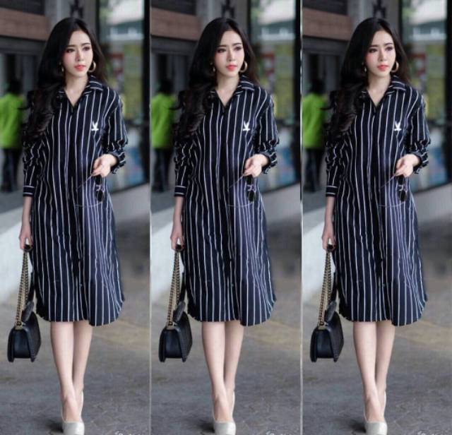 { THABI } 1006 Stripe PB / KOREAN DRESS / KOREAN MINI DRESS / KOREAN WOMENS DRESS / JUMBO KOREAN DRE