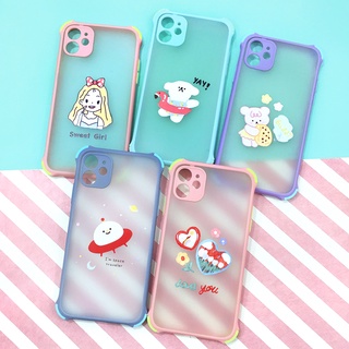 พร้อมส่ง เคส SAMSUNG  A02 A12 A22 A51 A52 เคสมือถือกันกระแทกกันกล้อง เคสกันเลนส์กล้อง การ์ตูน มินิมอล ขอบสี