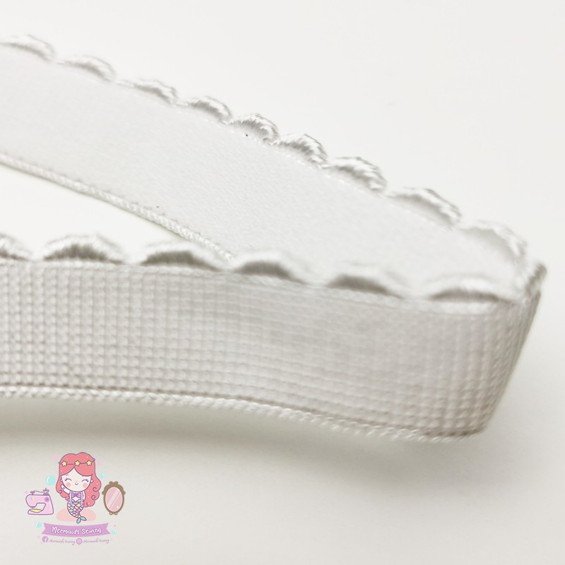ยาง picot ขอบกางเกง 1 หลา ยางยืดใต้อกสำหรับชุดชั้นใน ขนาด15มม.สีขาว