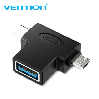 vention type c usb 3 . 0 otg อะแดปเตอร์แปลงสายเคเบิ้ล 2 in 1 micro usb otg สําหรับ iphone android โทรศัพท์มือถือ