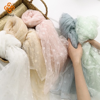ดอกไม้ Flocking Tulle ผ้าตาข่าย Handmade สําหรับชุดเสื้อผ้าผ…