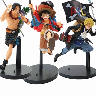 โมเดลฟิกเกอร์ PVC อนิเมะ One Peice Luffy Ace Sabo Running ขนาด 19-21 ซม. ของเล่นสําหรับเด็ก