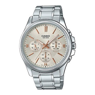 Casio Standard นาฬิกาข้อมือผู้ชาย สายสแตนเลส สีเงิน รุ่น MTP-1375D,MTP-1375D-7A2,MTP-1375D-7A2VDF