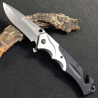 Browning มีดพับพกพา 22cm มีดพับเดินป่า พร้อมค้อนทุบกระจก ที่ตัดเชื้อ ที่เปิดขวด Folding Outdoor Camping Knife